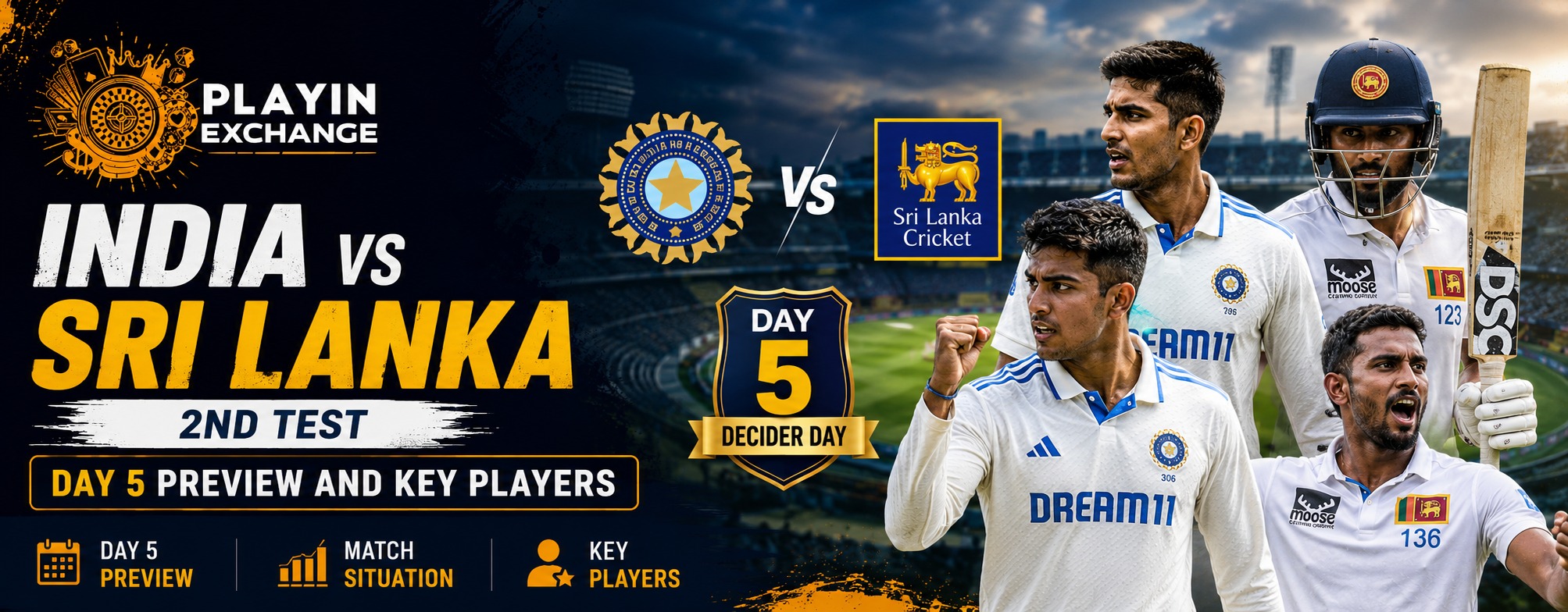 India vs Sri Lanka 2nd Test: Day 5 Preview and Key Players